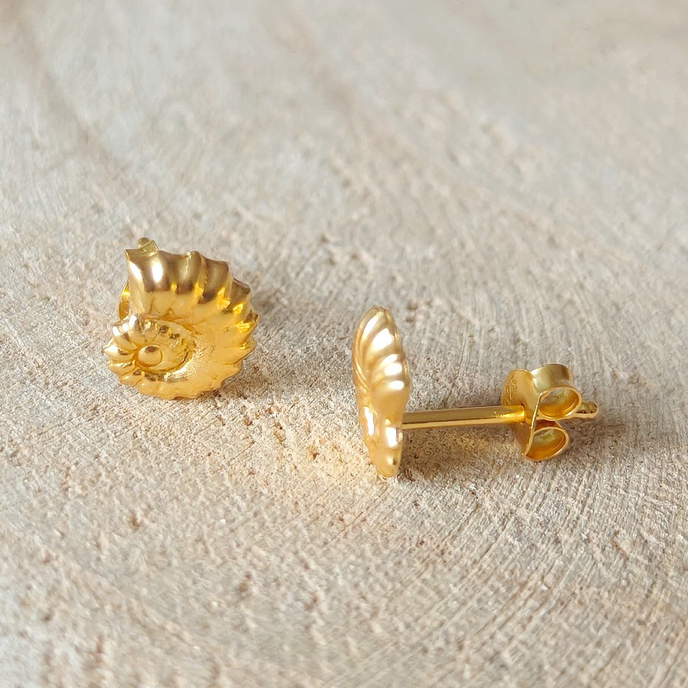ammoniet oorknopjes goldplated