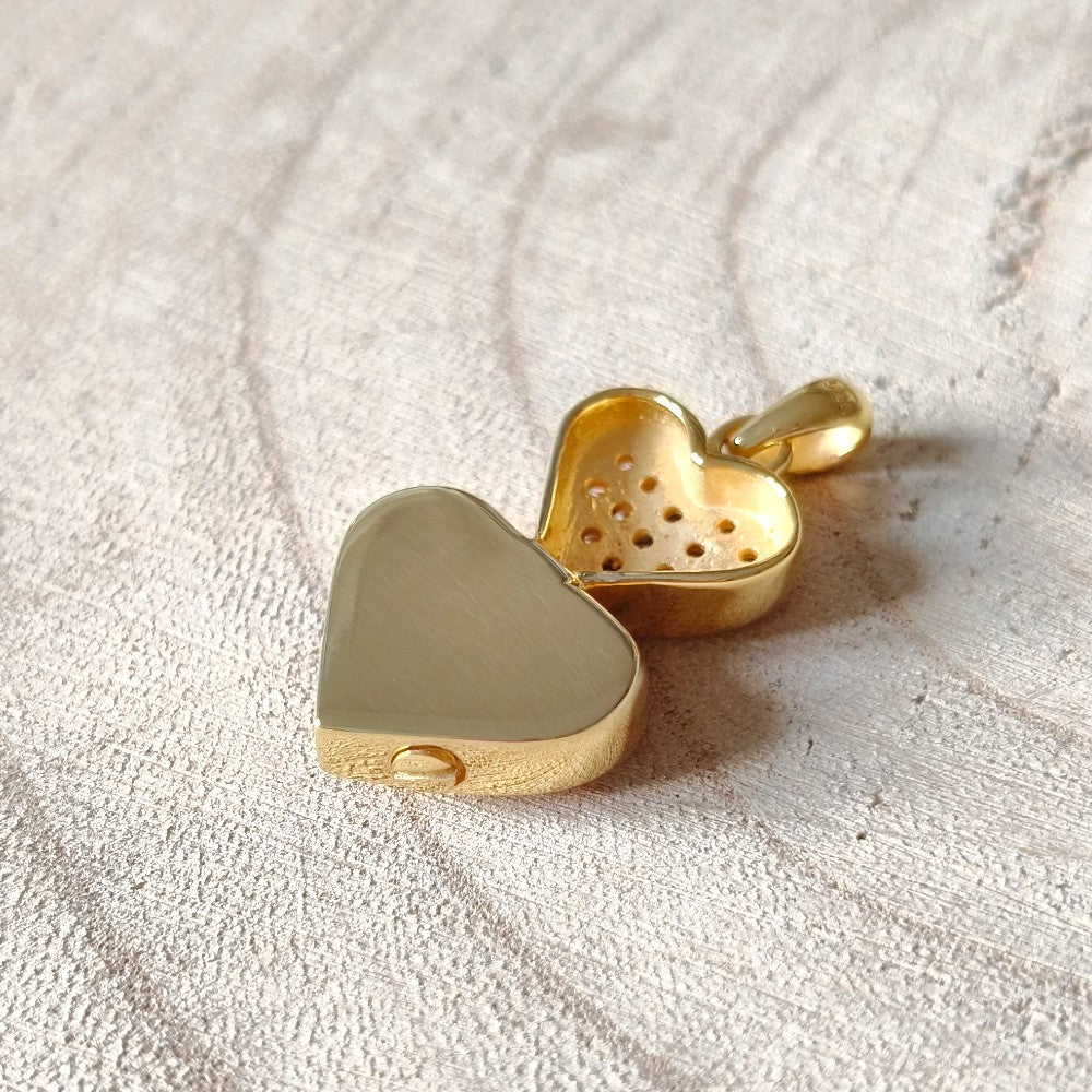 Ashanger dubbel liefdevol hart goldplated