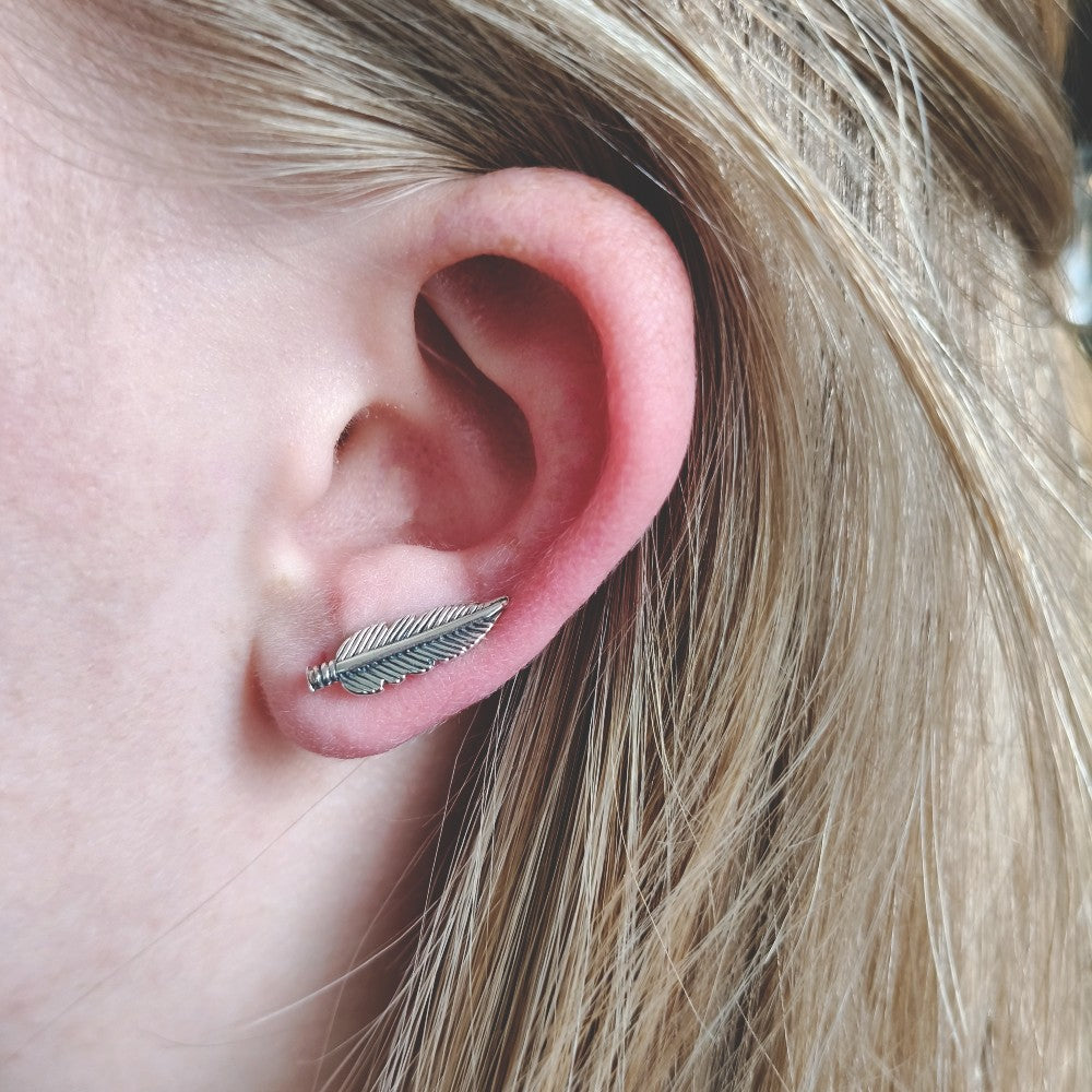 ear climber feather