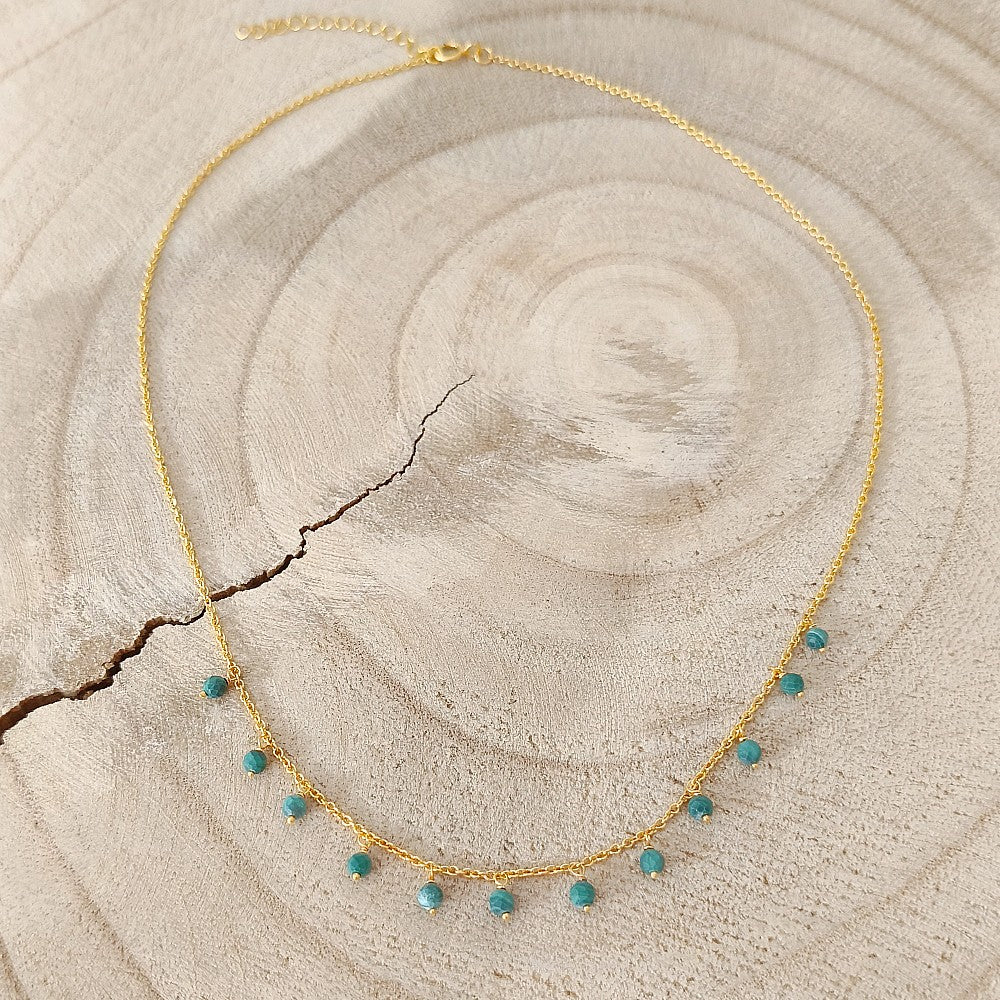 amazoniet ketting goldplated