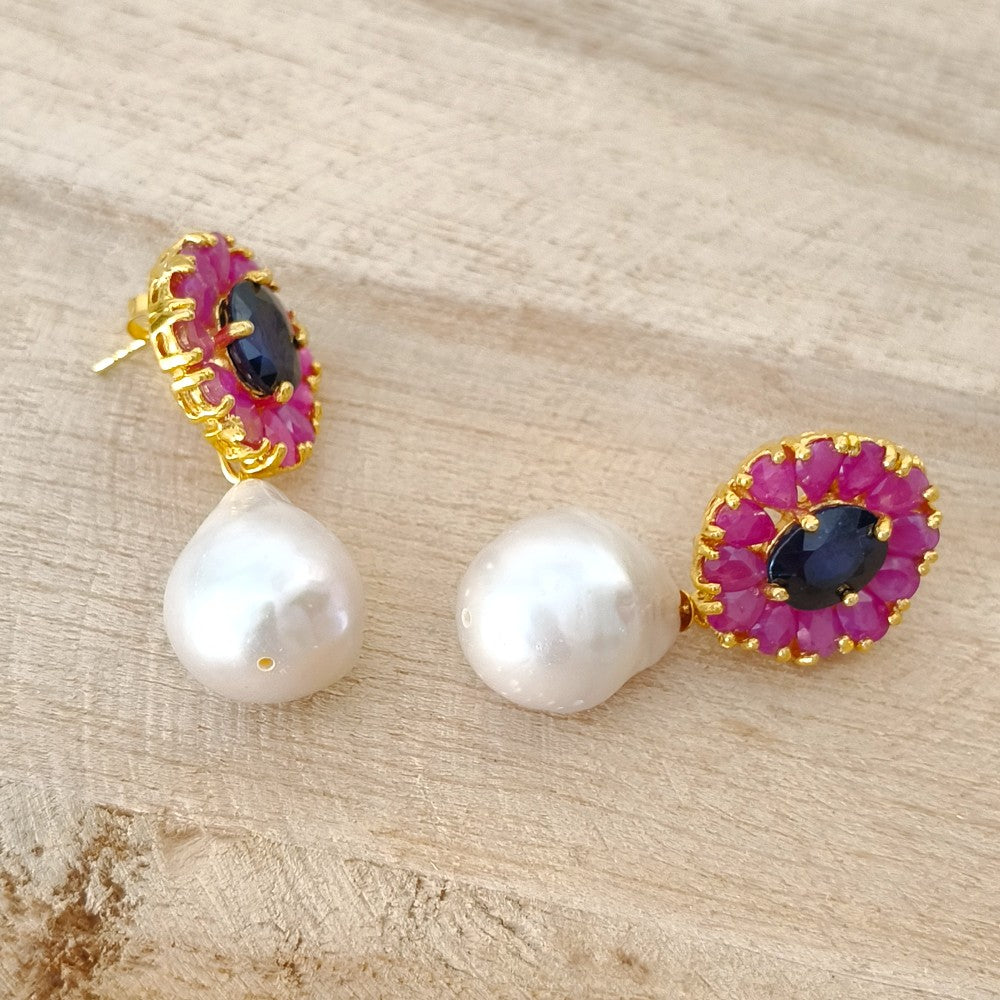 robijn en saffier oorbellen