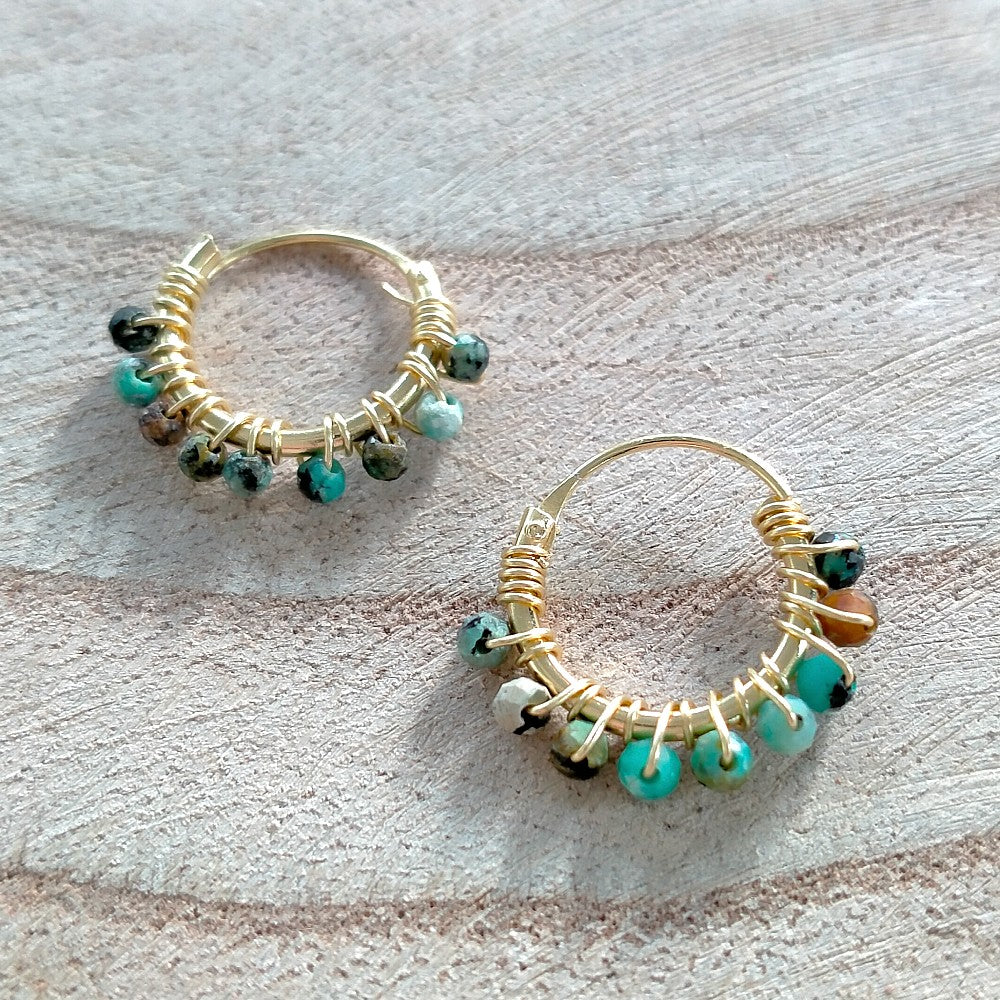 goldplated toermalijn oorring