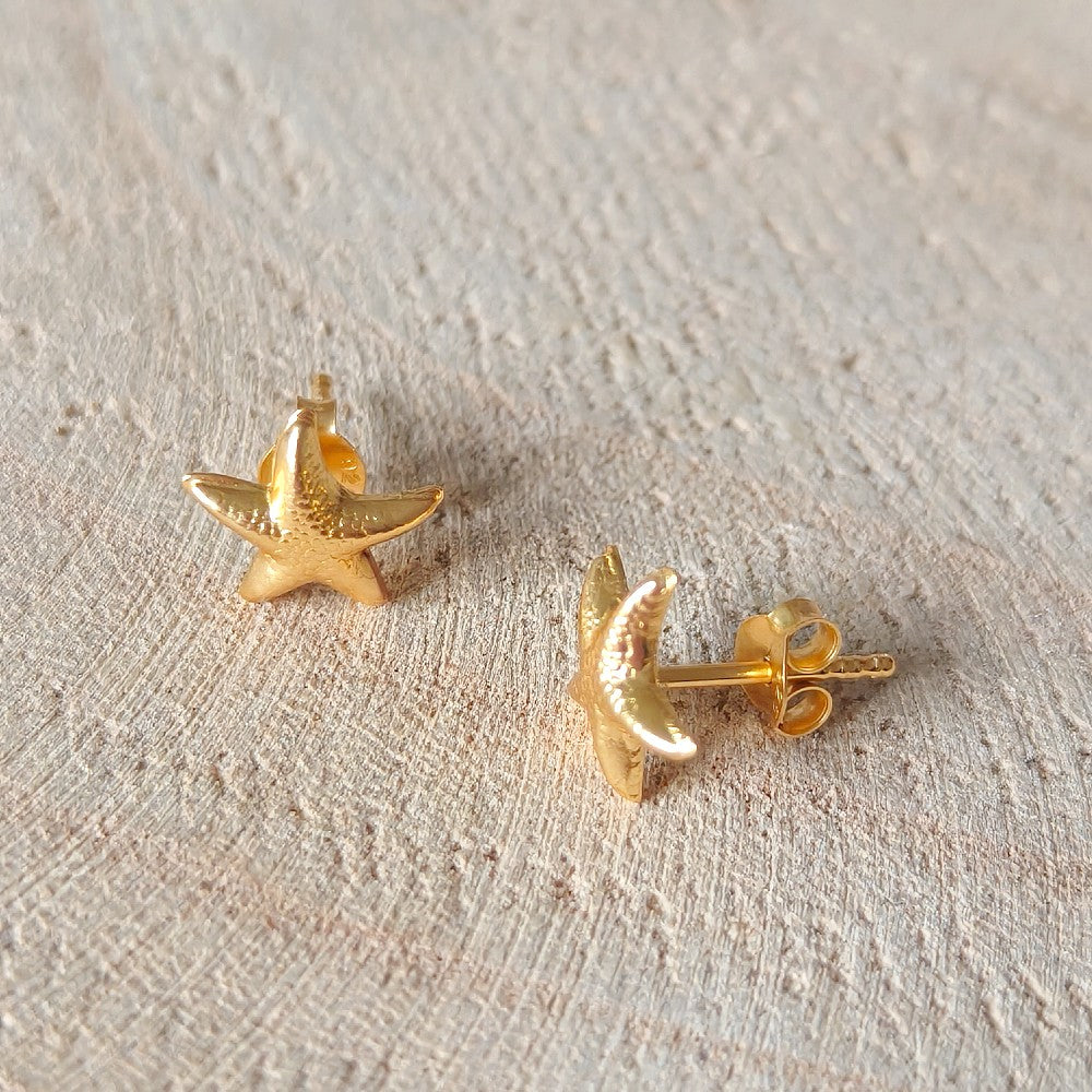 zeester oorknopjes goldplated