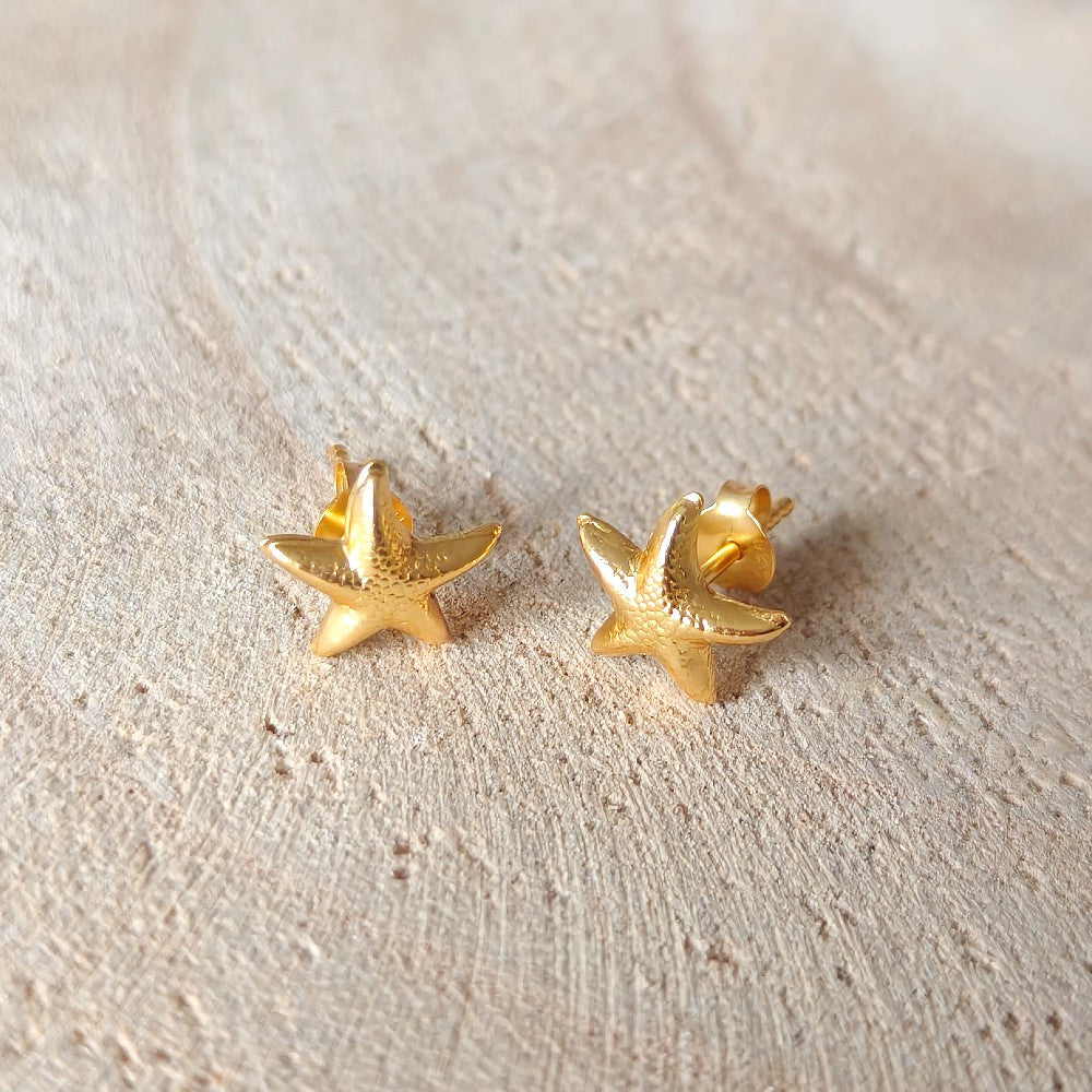 zeester oorknopjes goldplated