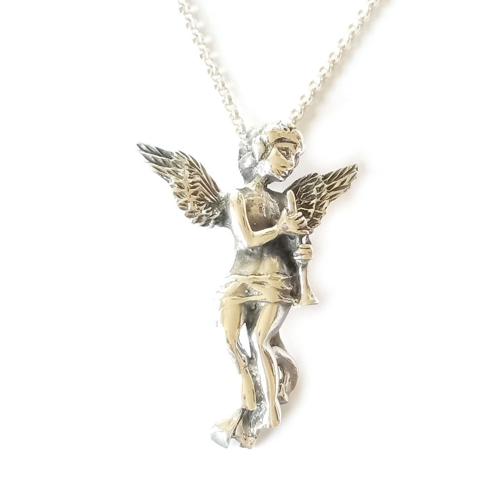 zilveren engel met trompet