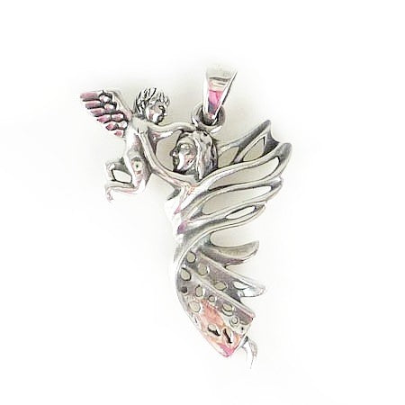 Moeder kind hanger zilver