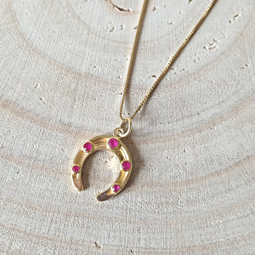 gouden hoefijzer met robijn